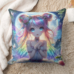 Almofada Garota de Anime Cabelo Arco-íris Cantando Fada da