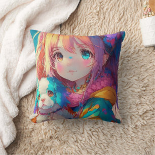 Almofada Garota de Anime com Cachorrinho