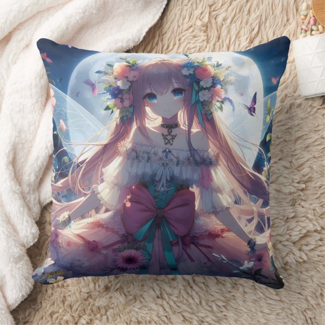 Almofada Garota de Anime Flor Lua Fada (Cobertor)