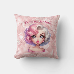 Almofada Garota de Glamour Retro Animada Bonita Cartoon