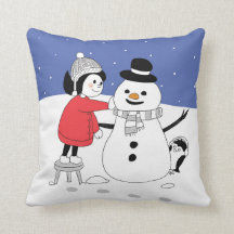 Garota de Natal e Cushion Snowman