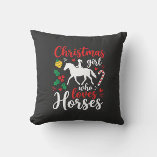 Almofada Garota de Natal que Ama Cavalos