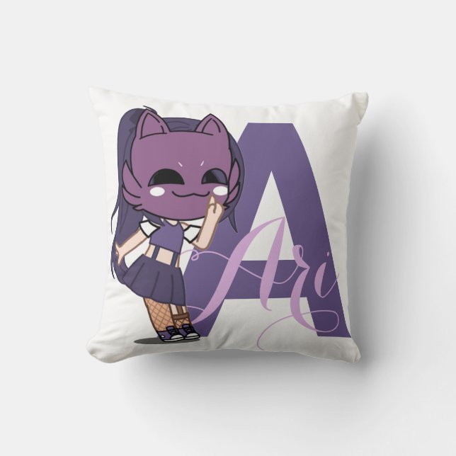 Almofada Garota Gacha Decor Roxo Ari (Frente)
