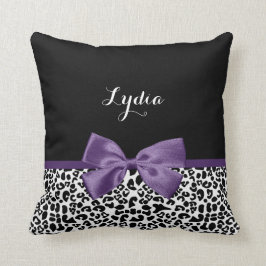 Almofada Garota Leopard Imprima Bonito Faixa Roxa com Nome