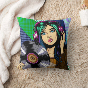 Almofada Garota Pop Art com Disco