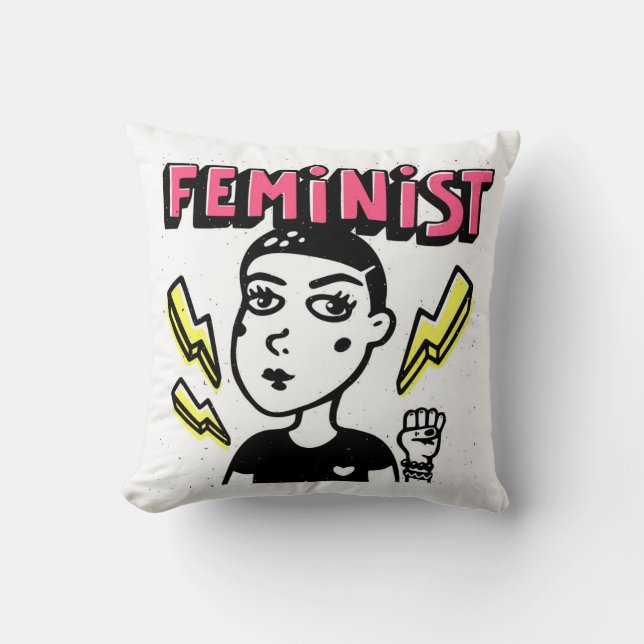 Almofada Garota Pop de Arte Feminista (Frente)