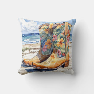 Almofada Garota Tropical Boots Western encontra-se na costa
