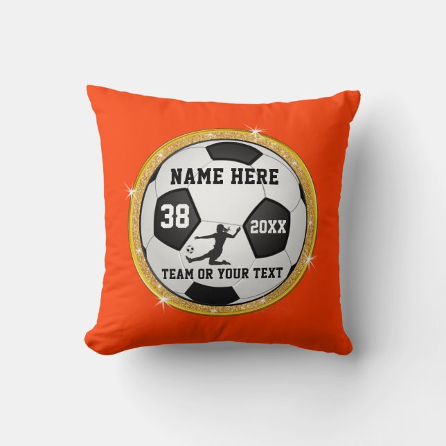 Almofada Garotas de futebol laranja presentes para Mais vel (Frente)