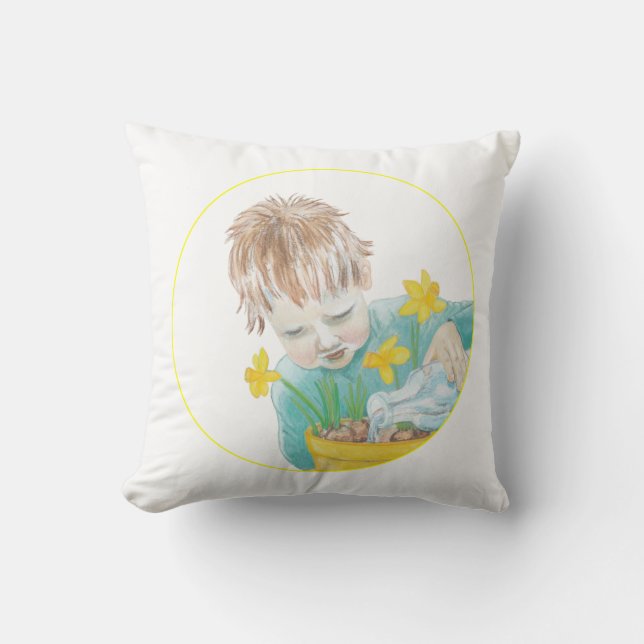 Almofada Garoto Com Daffodils (Frente)
