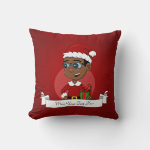 Almofada Garoto de Natal Afro-Americano bonito com óculos