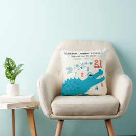 Almofada Garoto Nursery Baby Birth Stat Alligator Seta Cuta