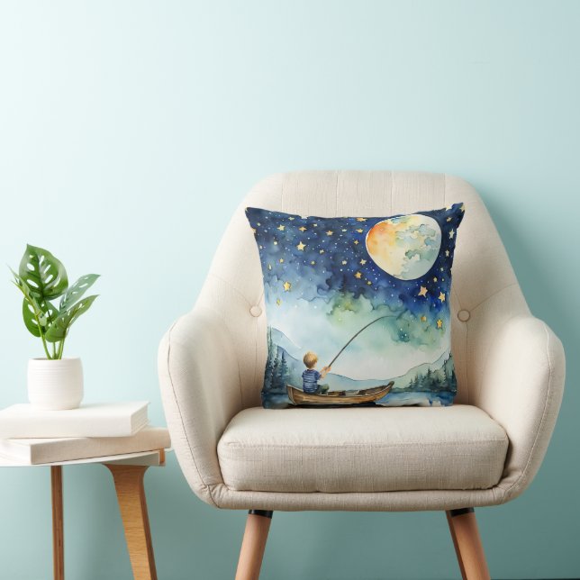 Almofada Garoto Que Pescaria Sob A Cana-De-Lua (Cadeira)