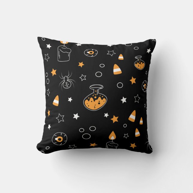 Almofada garrafa de poção de bruxa de halloween (Frente)