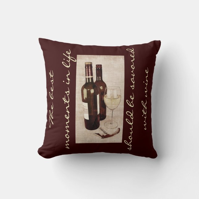 Almofada Garrafas de vinho rústicas e um vidro do vinho (Frente)