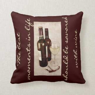 Almofada Garrafas de vinho rústicas e um vidro do vinho