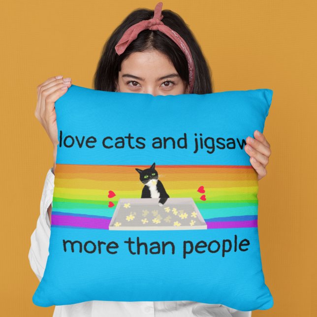 Almofada gata de gata você ama mais gatos ou quebra-cabeça  (Criador carregado)