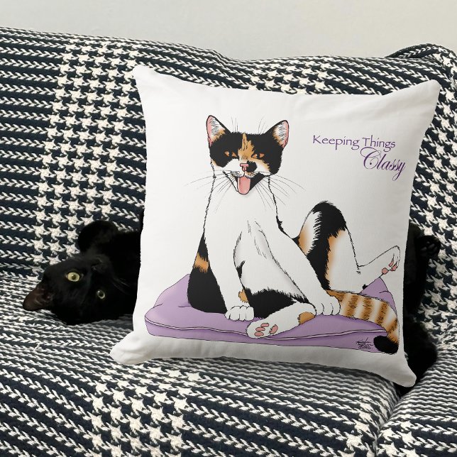 Almofada Gata Xícara Calico Roxa Sassy e Sofisticada  (Criador carregado)