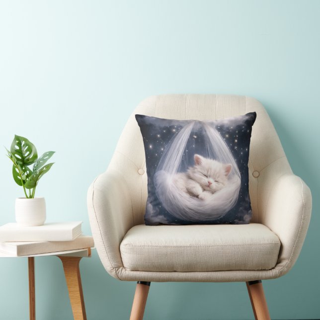 Almofada Gatinho Adormecido em uma Rede de Tule (Cadeira)