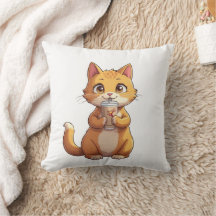 Gatinho Bebendo Café
