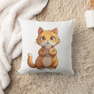 Almofada Gatinho Bebendo Café