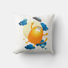 Almofada Gatinho bonito voando com guarda-chuva