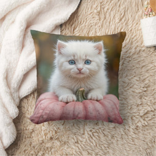 Almofada Gatinho Branco Na Pumpkin Rosa
