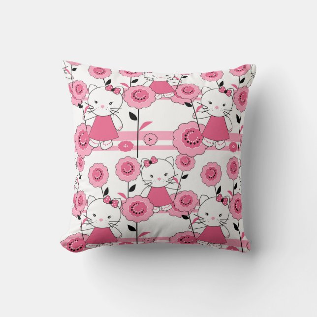Almofada Gatinho branco rosa, impressão (Frente)