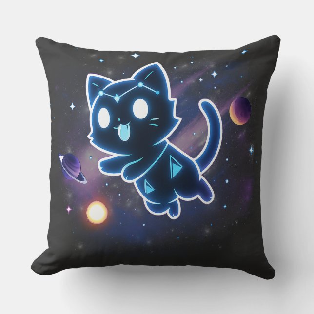 Almofada Gatinho Constelação Celestial de Cat Cosmos Espaço (Frente)