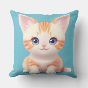 Almofada Gatinho de desenho animado adorável com olhos azui