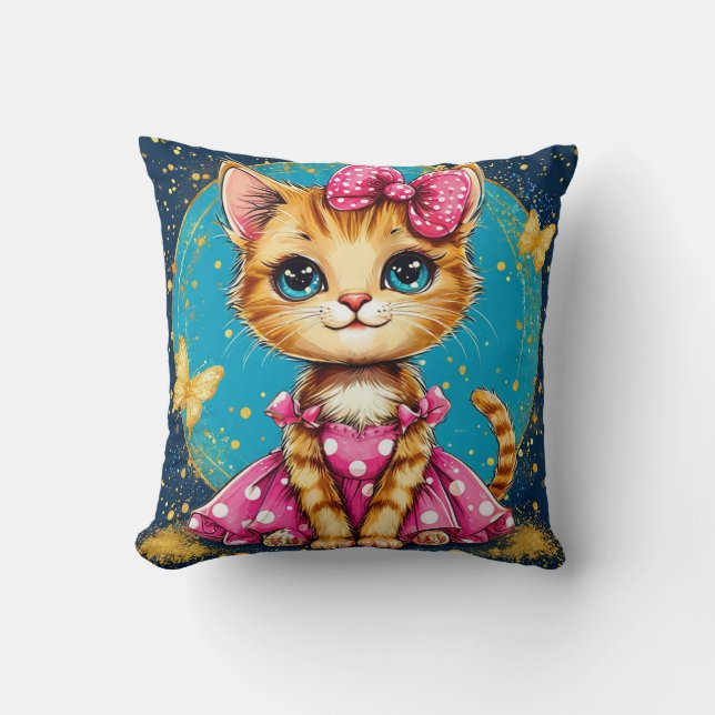 Almofada Gatinho de desenho animado fofo (Frente)