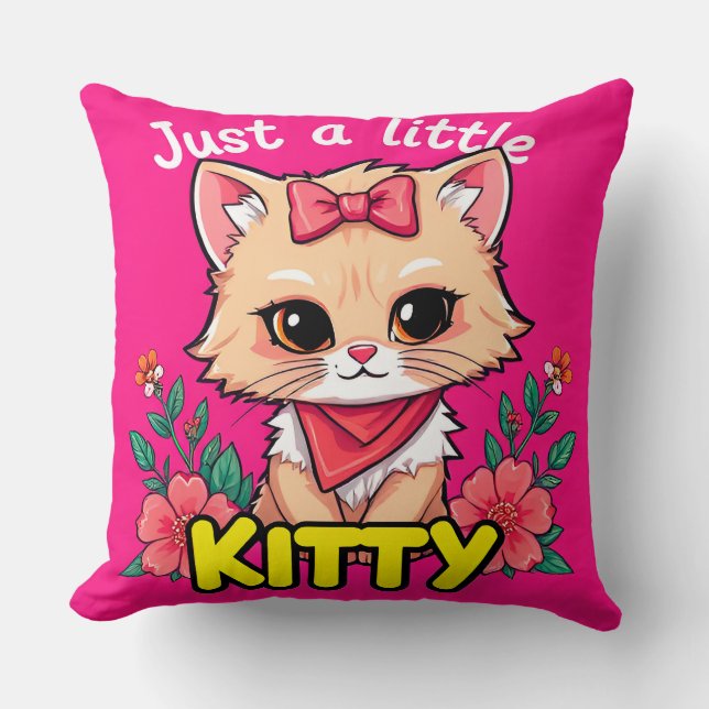 Almofada Gatinho de Desenho Animado Fofo Sorridente (Frente)
