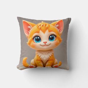 Almofada Gatinho de Desenho Animado Laranja Fofo