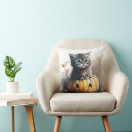 Almofada Gatinho de Halloween por Aquarela em um Jack-o-lan
