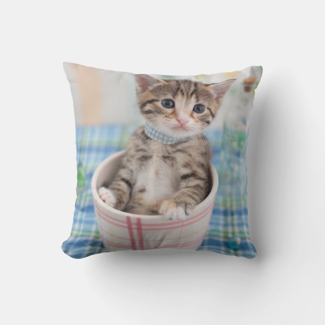 Almofada Gatinho de Munchkin com fita bonito (Frente)
