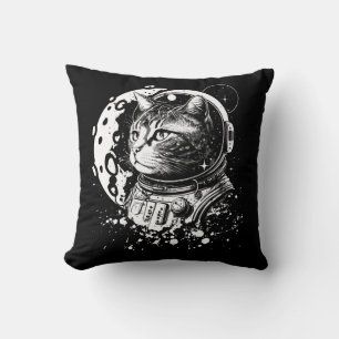 Almofada Gatinho espacial com lua. Astronauta