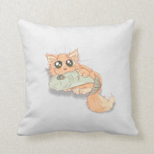 Almofada Gatinho Eyed grande com uns trabalhos de arte dos