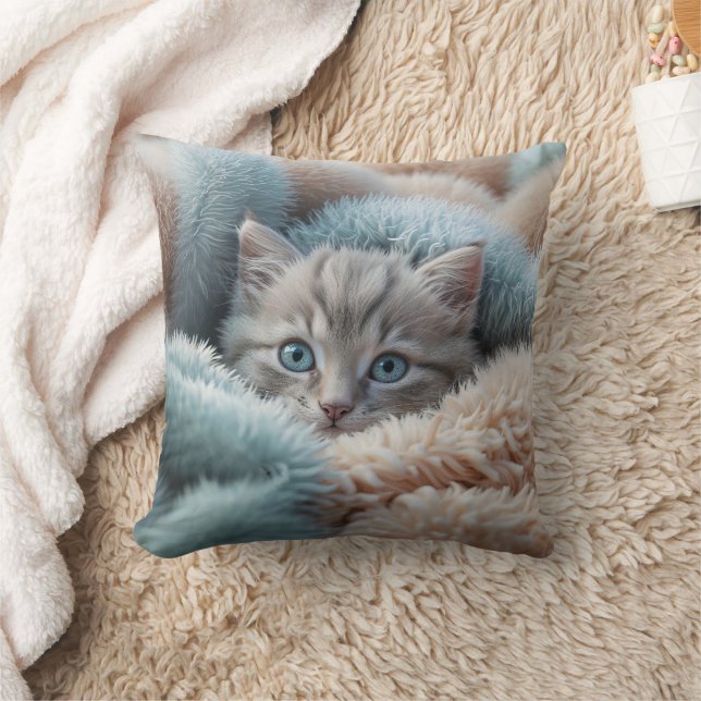 Almofada Gatinho Fofinho em um Cobertor Macio (Cobertor)