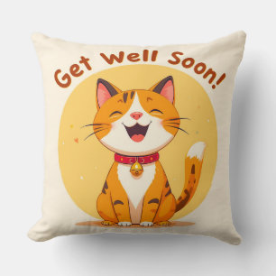 Almofada Gatinho Fofo Deseja Melhoras Presente de Conforto 