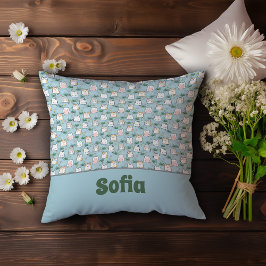 Almofada Gatinho kawaii, branco, azure nome azul