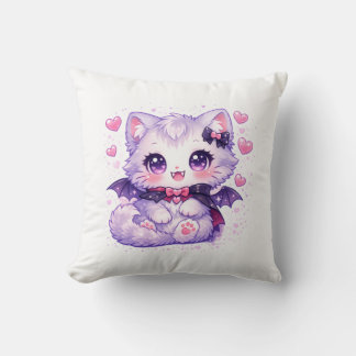 Almofada Gatinho Morcego Kawaii – Gato Alado Vampiro Fofo