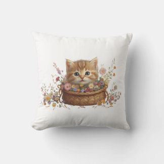 Almofada Gatinho na cesta - Design de camiseta de gato giro