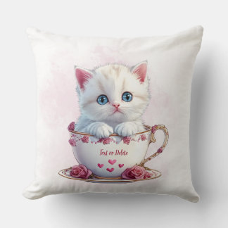 Almofada Gatinho no Travesseiro decorativo das Flores Rosa-