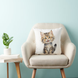 Almofada Gatinho Tabby de Aquarela