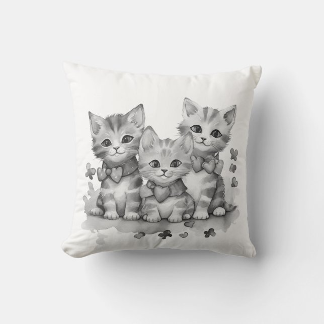 Almofada Gatinhos preto e branco (Frente)