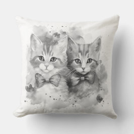 Almofada Gatinhos pretos e brancos com arcos e borboletas