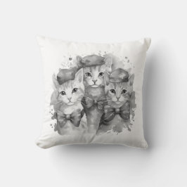 Almofada Gatinhos pretos e brancos com arcos e chapéus