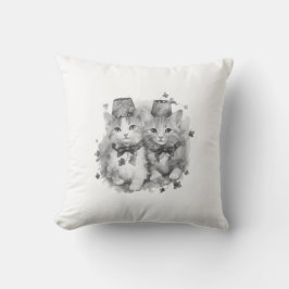 Almofada Gatinhos pretos e brancos com chapéus