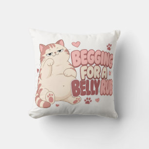 Almofada Gatito Engraçado Pedindo um Beliscão na Barriga