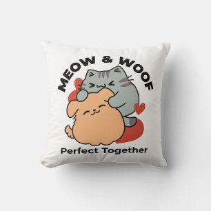 Almofada Gato Adorável e Cachorro Abraço - Meow & Woof Desi