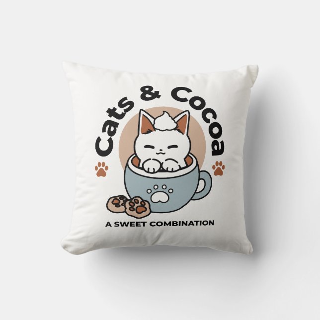 Almofada Gato Adorável no Design de Férias de Mug - Gato e  (Frente)